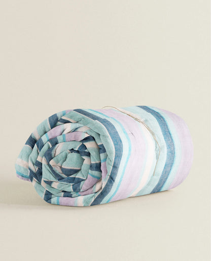 ‘Blue & Purple Stripe’ Organic Junior Blanket & Quilt