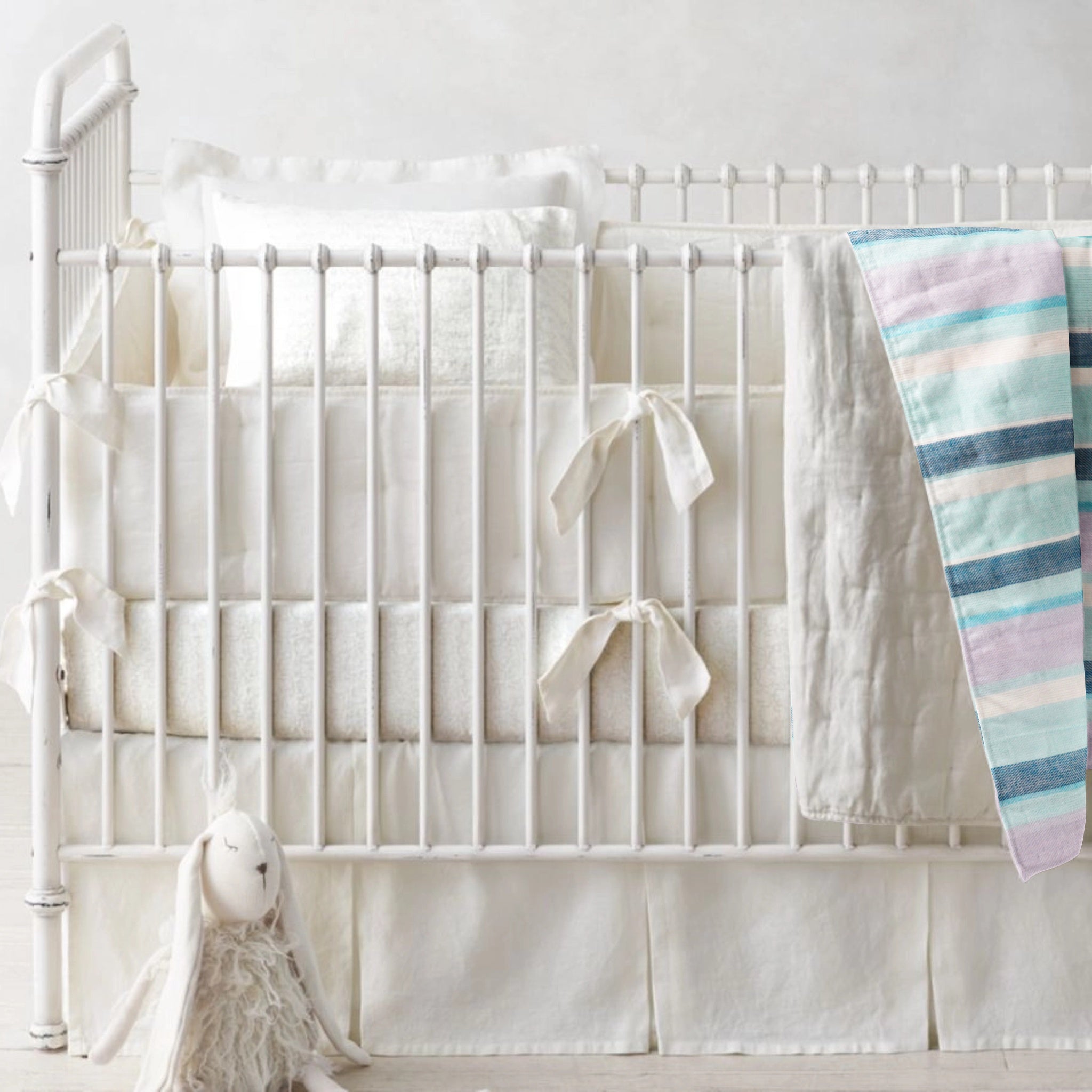 ‘Blue & Purple Stripe’ Organic Baby Blanket or Quilt
