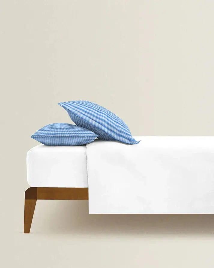 ‘Blue Checks’ Organic Junior Pillow Cover