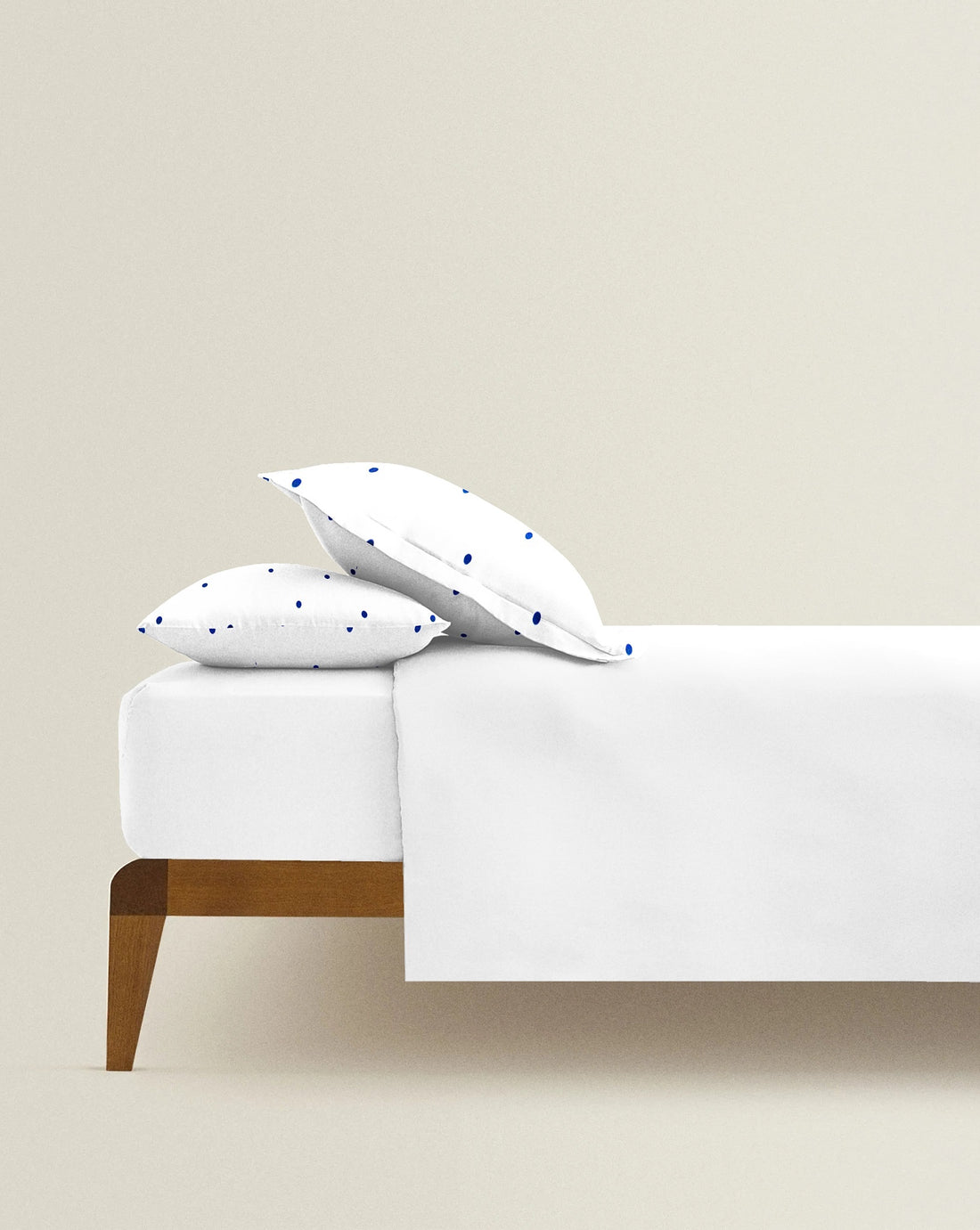‘Cream & Navy Dots’ Organic Junior Pillow Cover