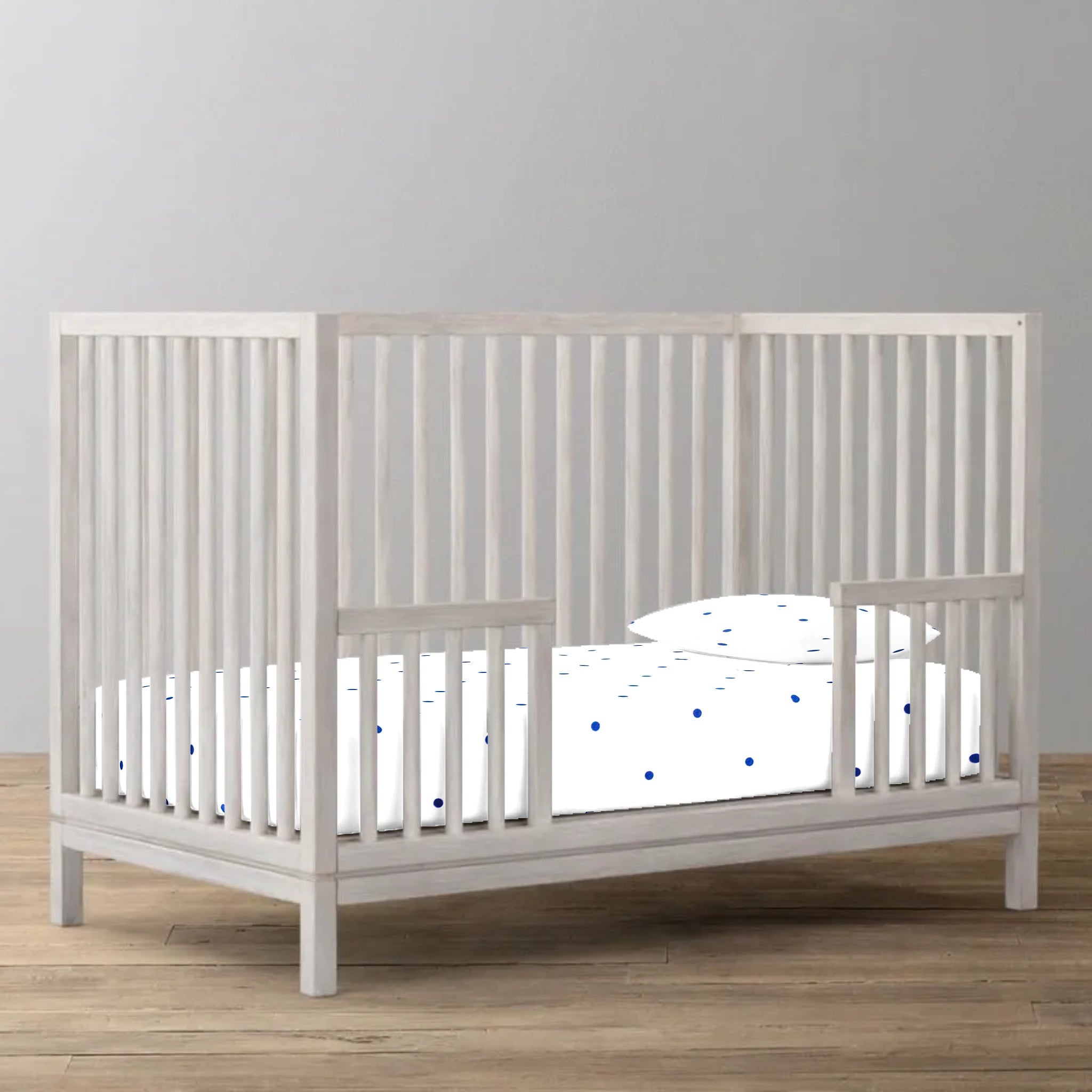 'Cream and Navy Dots’ Organic Fitted Crib Sheet