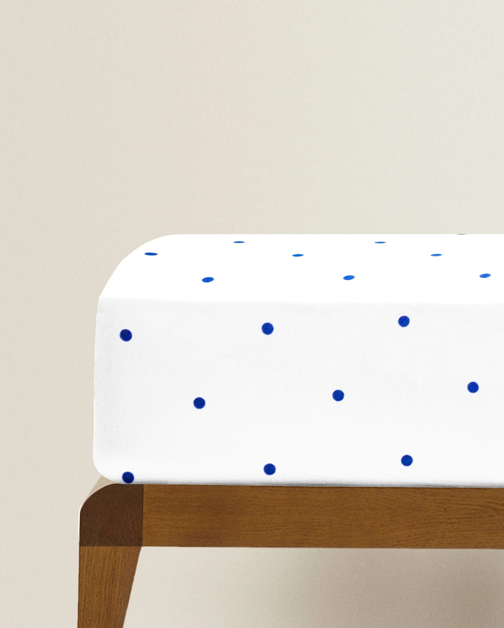 'Cream and Navy Dots’ Organic Fitted Crib Sheet