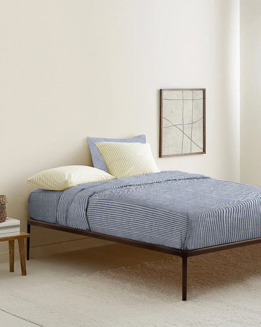 'Indigo Flow' Organic Junior Fitted Sheet