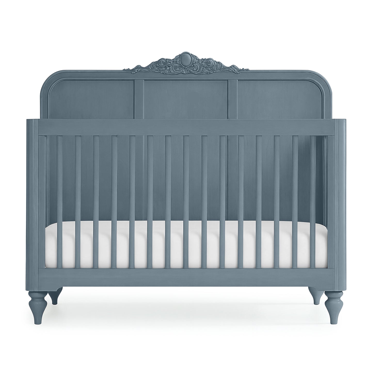 Blue Grey Vintage Carved Crib - The Baby Atelier