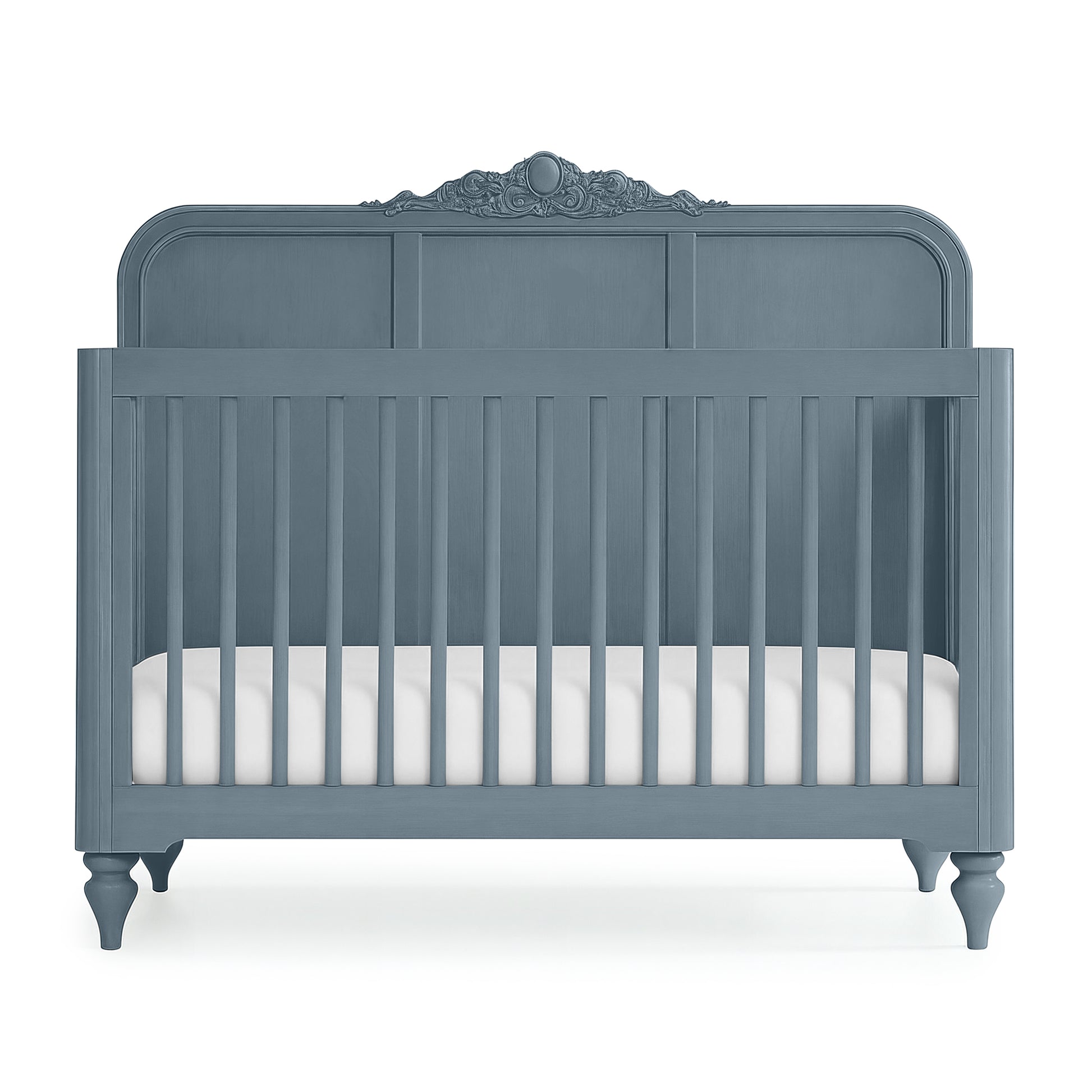 Blue Grey Vintage Carved Crib - The Baby Atelier