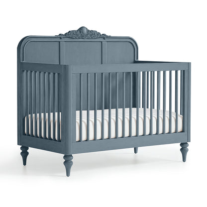 Blue Grey Vintage Carved Crib - The Baby Atelier