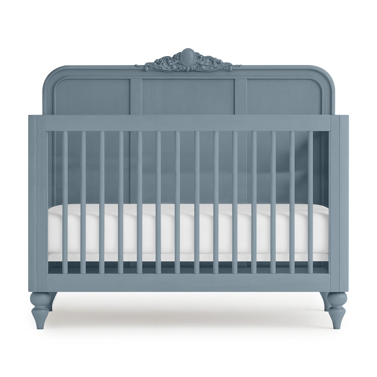 Blue Grey Vintage Carved Crib - The Baby Atelier