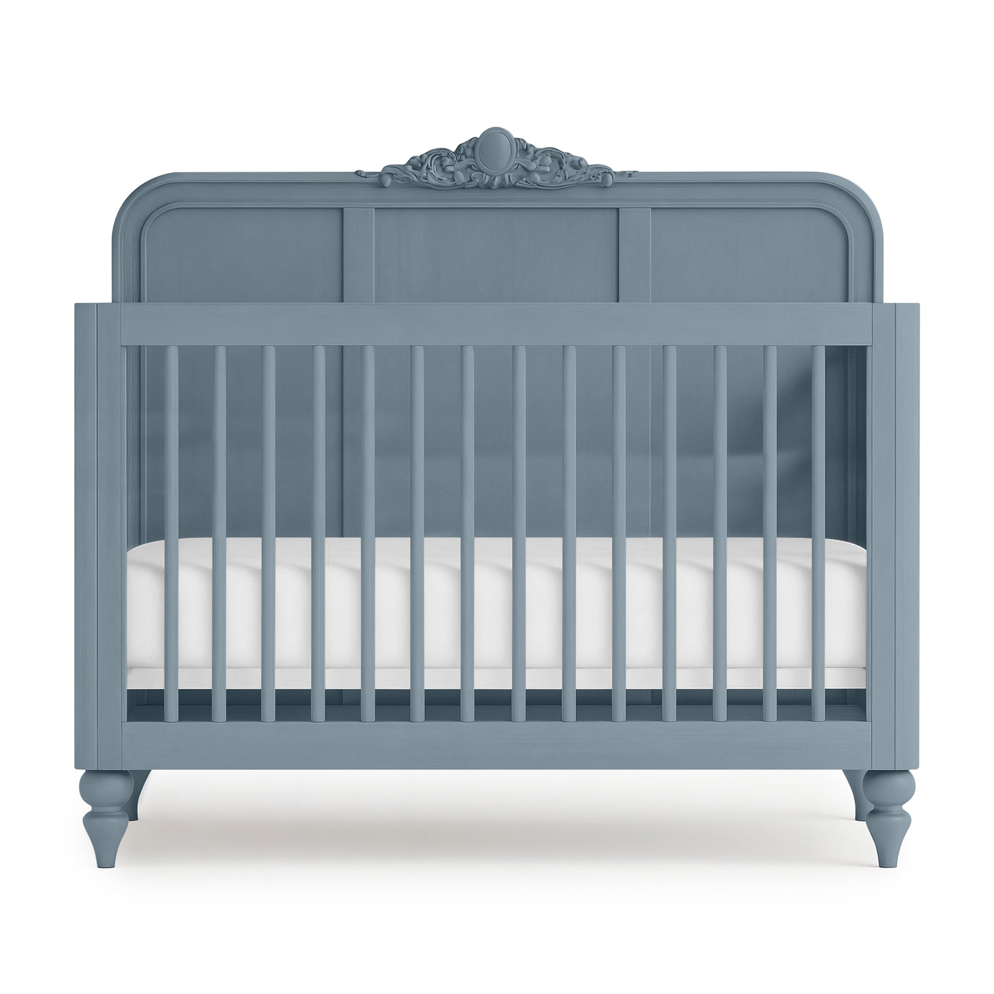 Blue Grey Vintage Carved Crib - The Baby Atelier