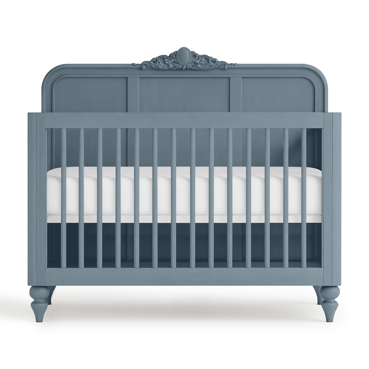 Blue Grey Vintage Carved Crib - The Baby Atelier
