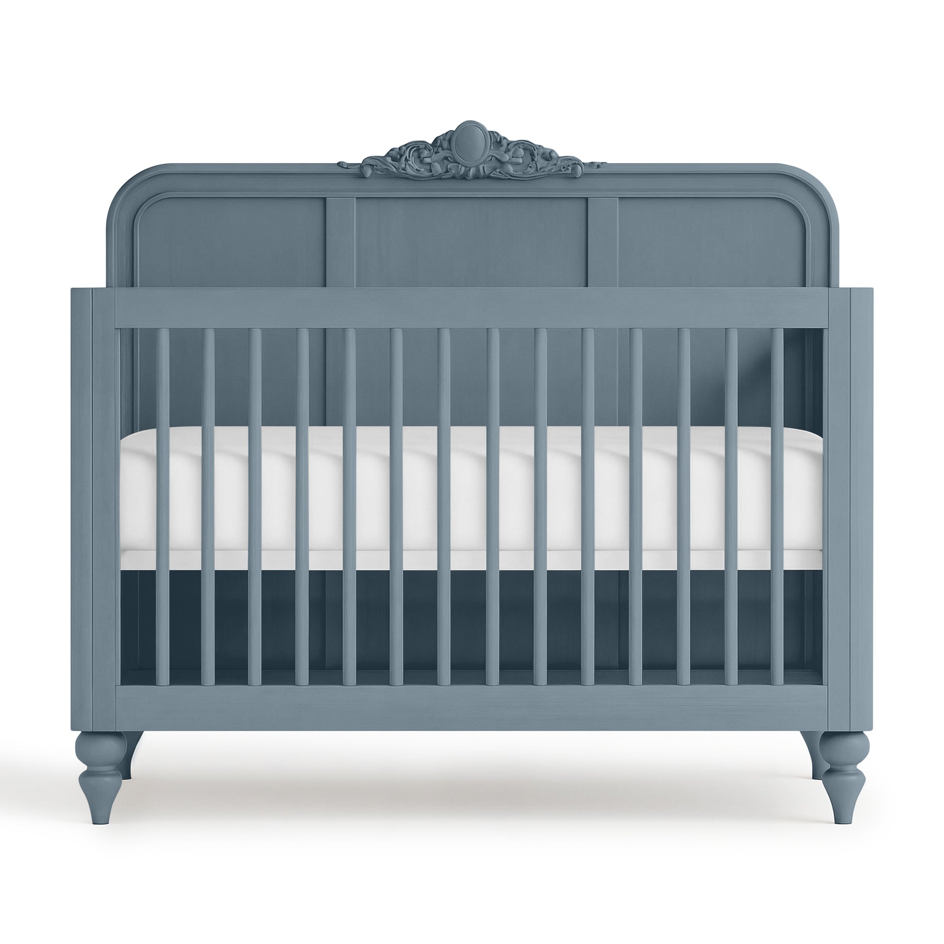 Blue Grey Vintage Carved Crib - The Baby Atelier