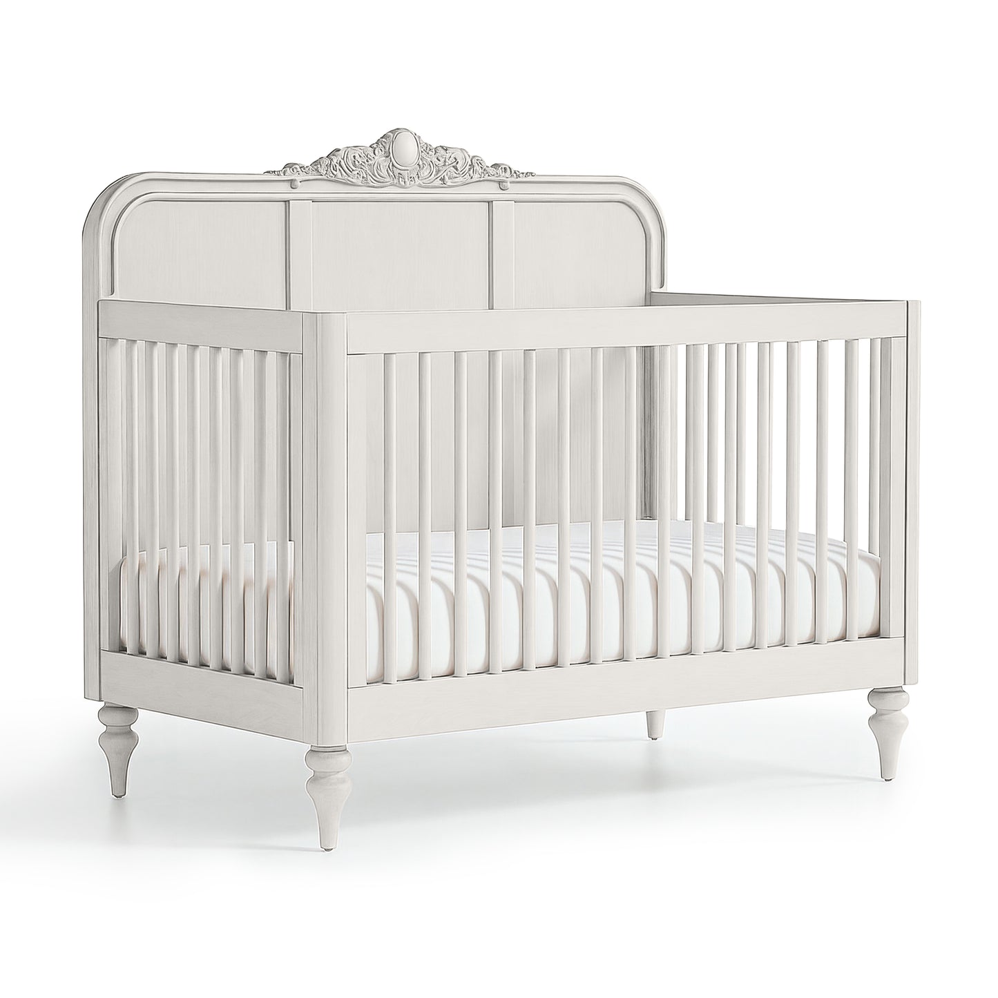 Cloud Grey Vintage Carved Crib - The Baby Atelier