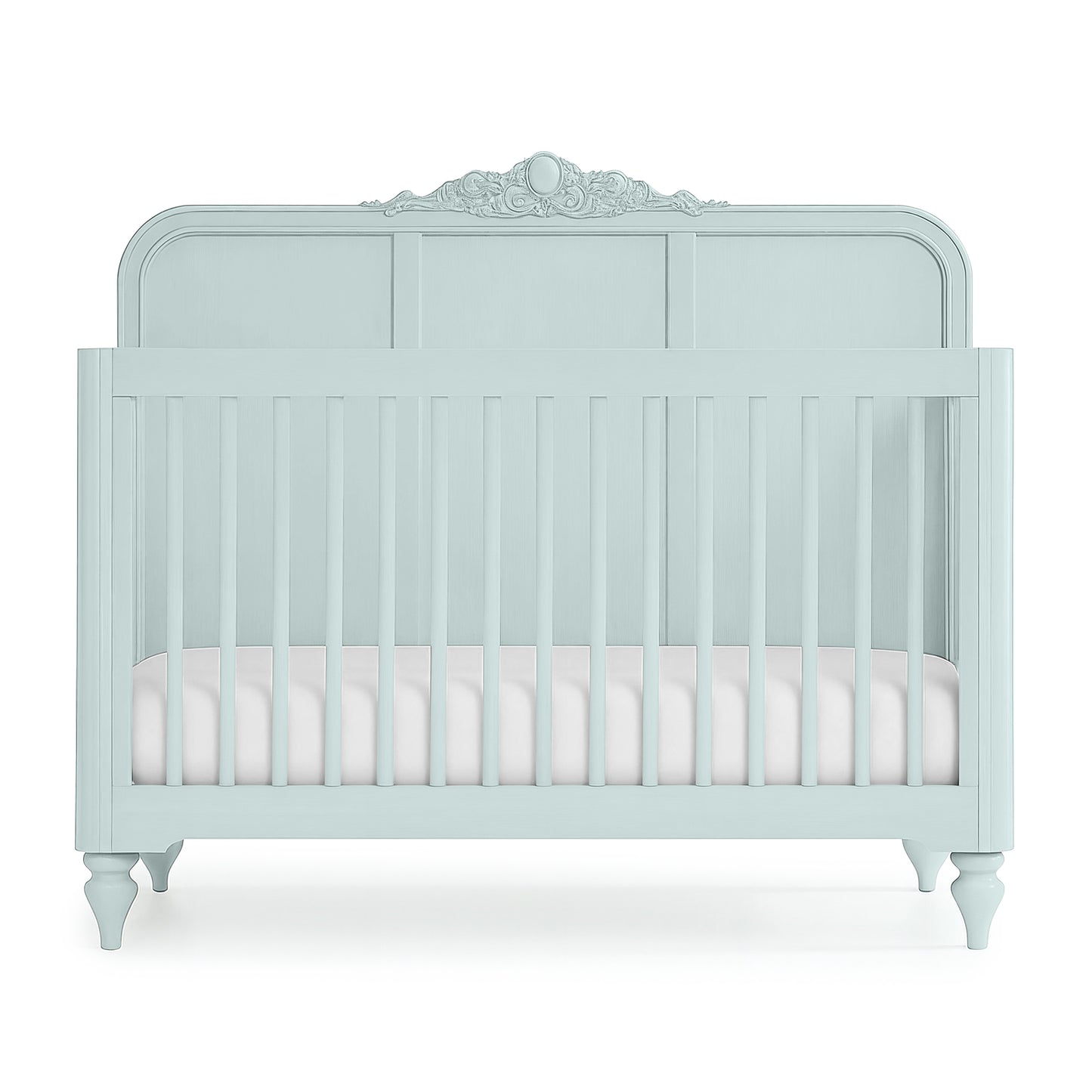 Mist Blue Vintage Carved Crib - The Baby Atelier