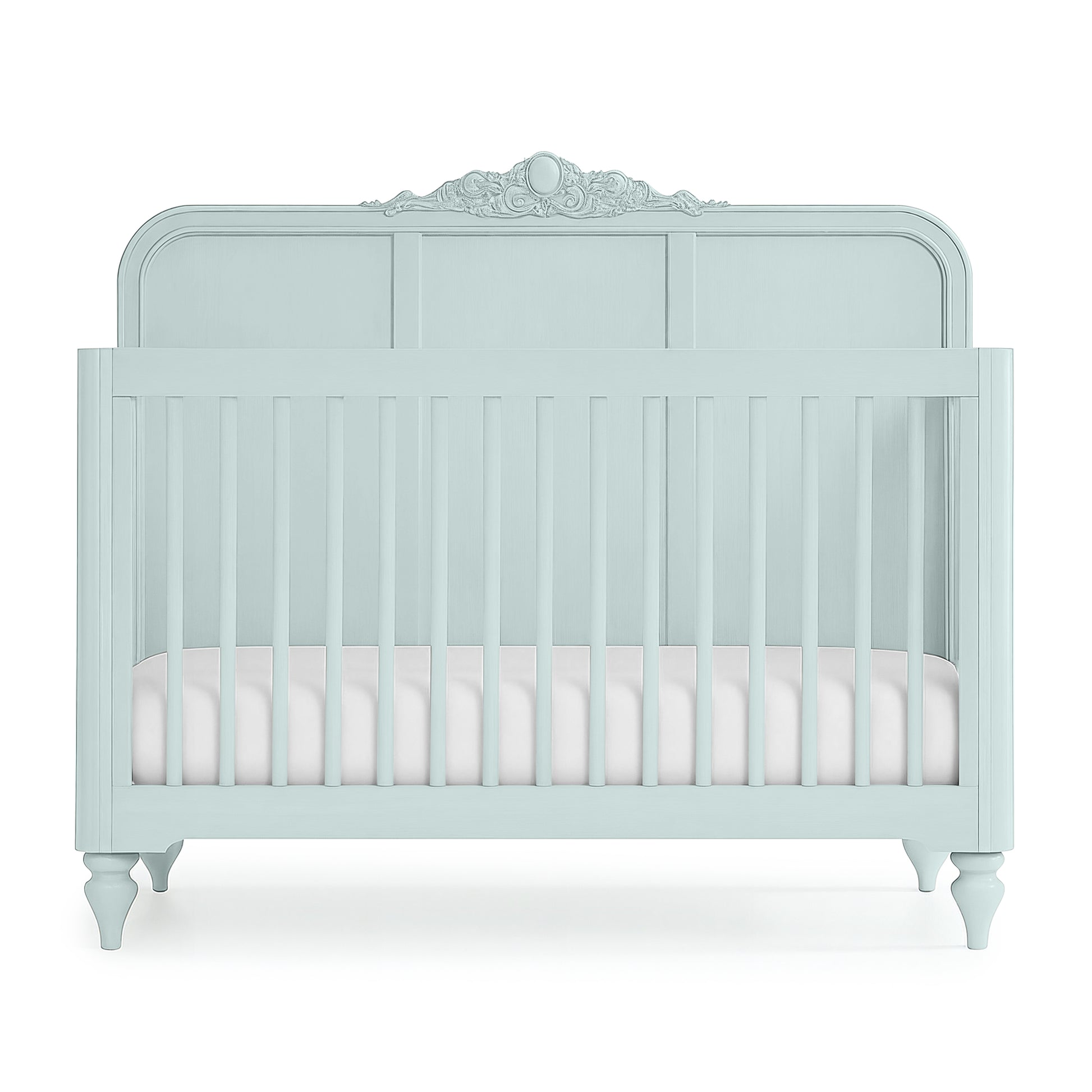 Mist Blue Vintage Carved Crib - The Baby Atelier