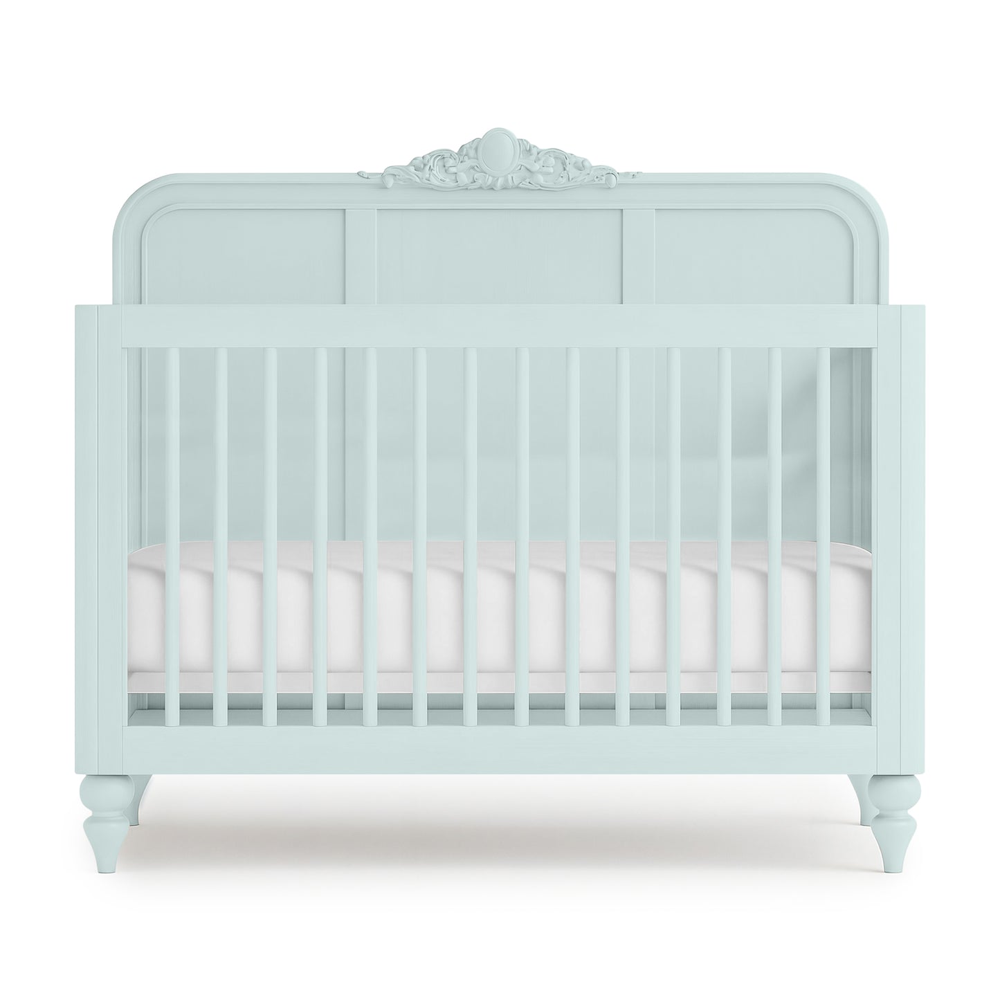 Mist Blue Vintage Carved Crib - The Baby Atelier