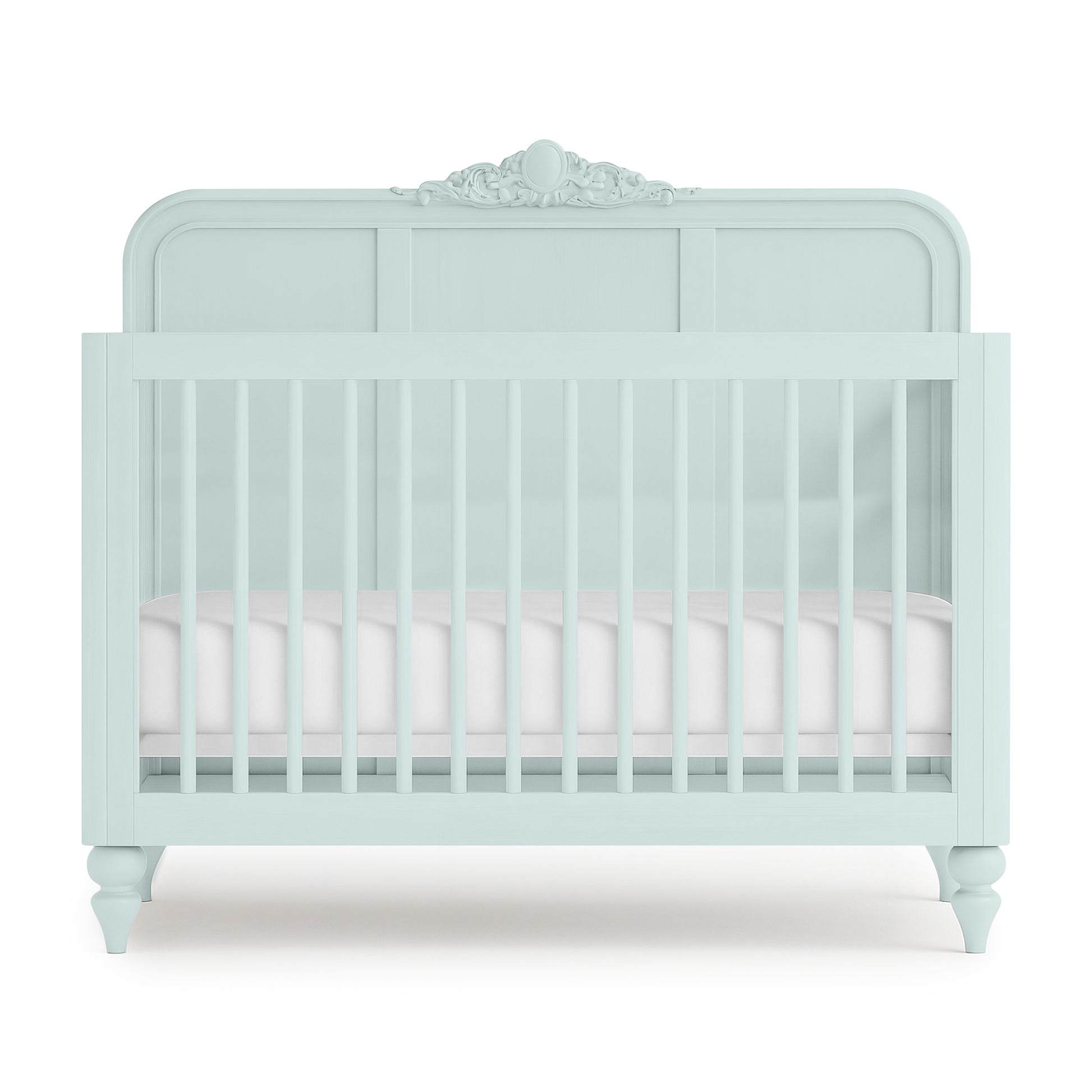 Mist Blue Vintage Carved Crib - The Baby Atelier