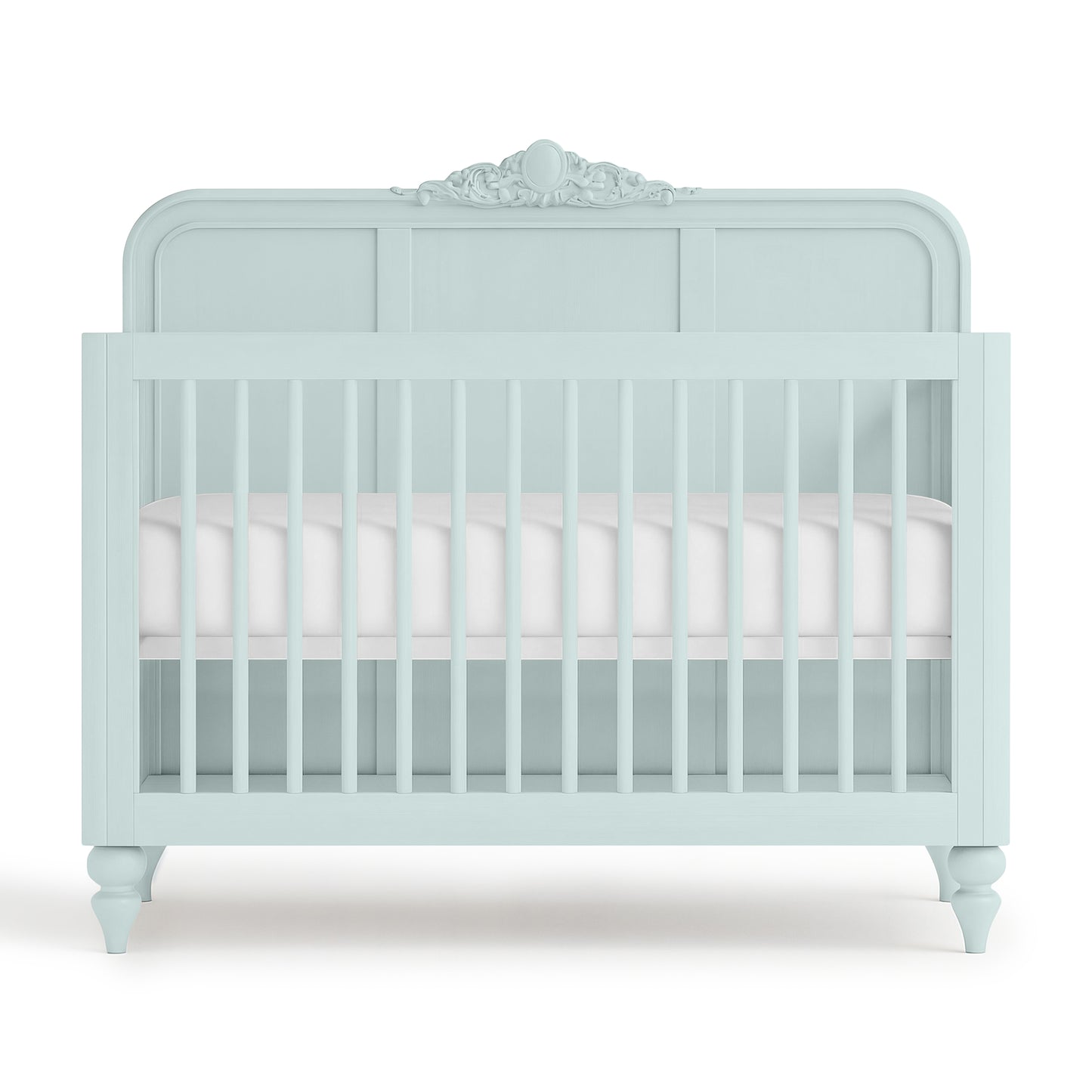Mist Blue Vintage Carved Crib - The Baby Atelier