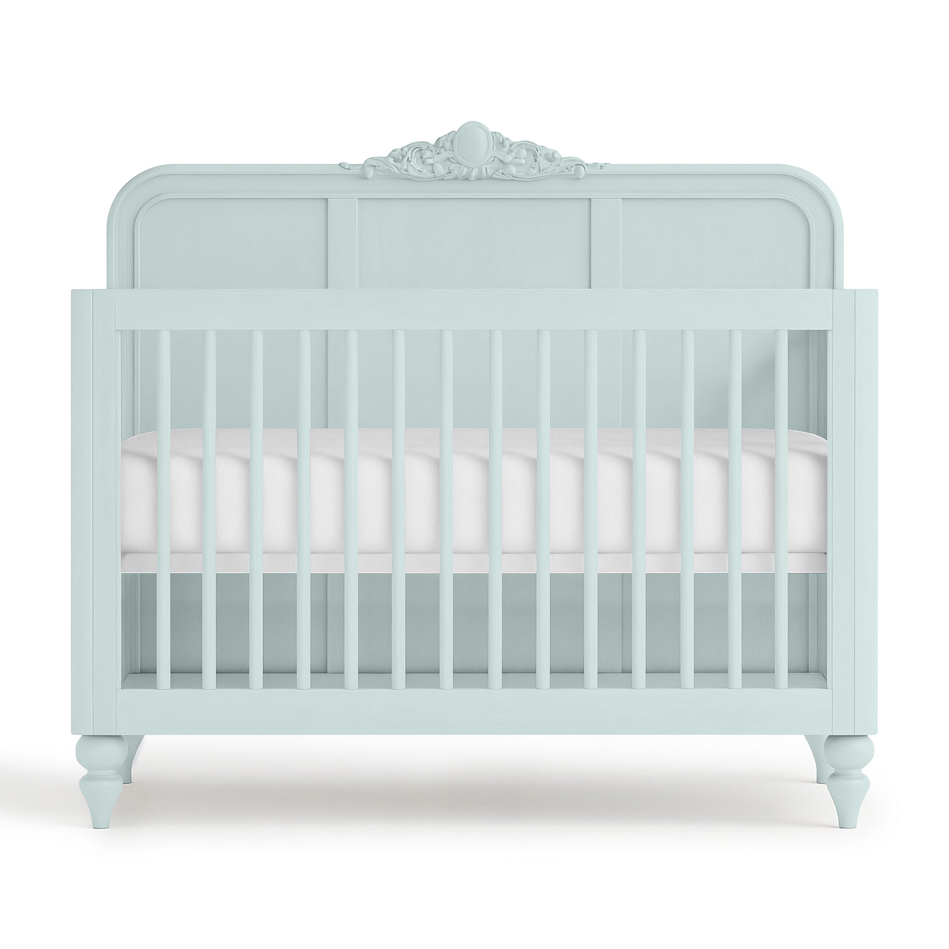 Mist Blue Vintage Carved Crib - The Baby Atelier