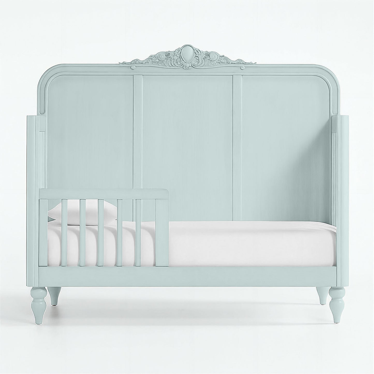 Mist Blue Vintage Carved Crib - The Baby Atelier