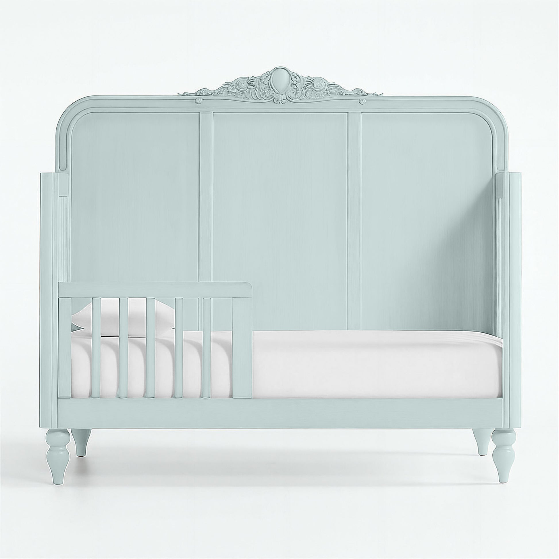Mist Blue Vintage Carved Crib - The Baby Atelier