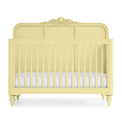Pale Citron Vintage Carved Crib - The Baby Atelier
