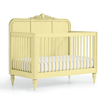 Pale Citron Vintage Carved Crib - The Baby Atelier