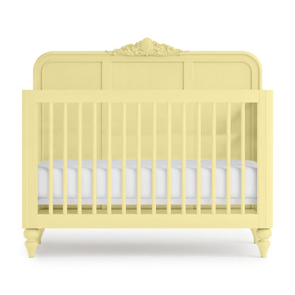 Pale Citron Vintage Carved Crib - The Baby Atelier