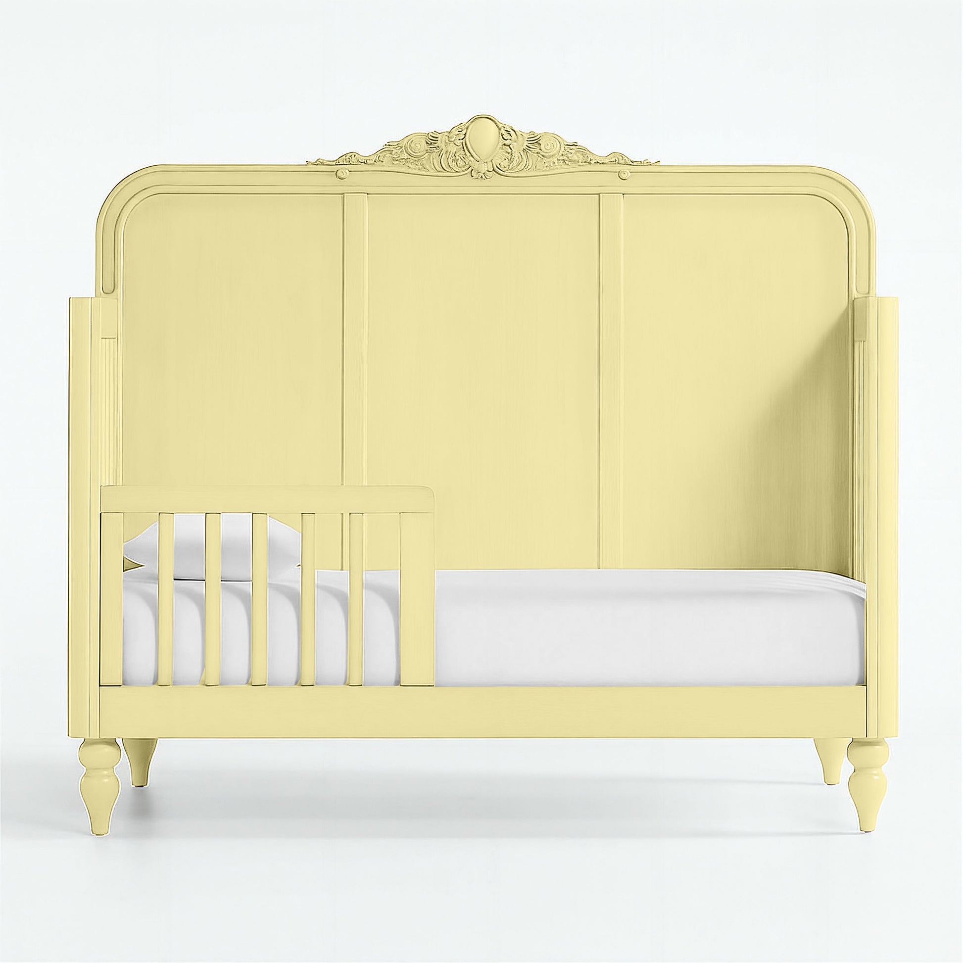 Pale Citron Vintage Carved Crib - The Baby Atelier