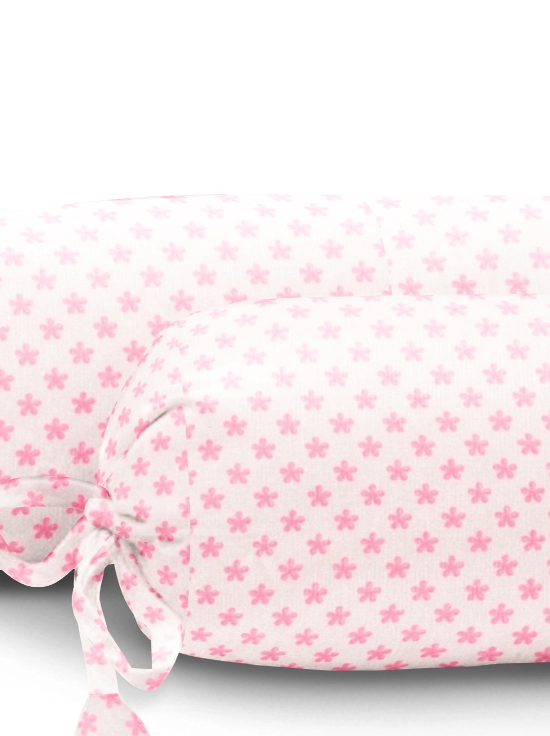 ‘White and Hot Pink Flowers’ Organic Baby Bolster Cover