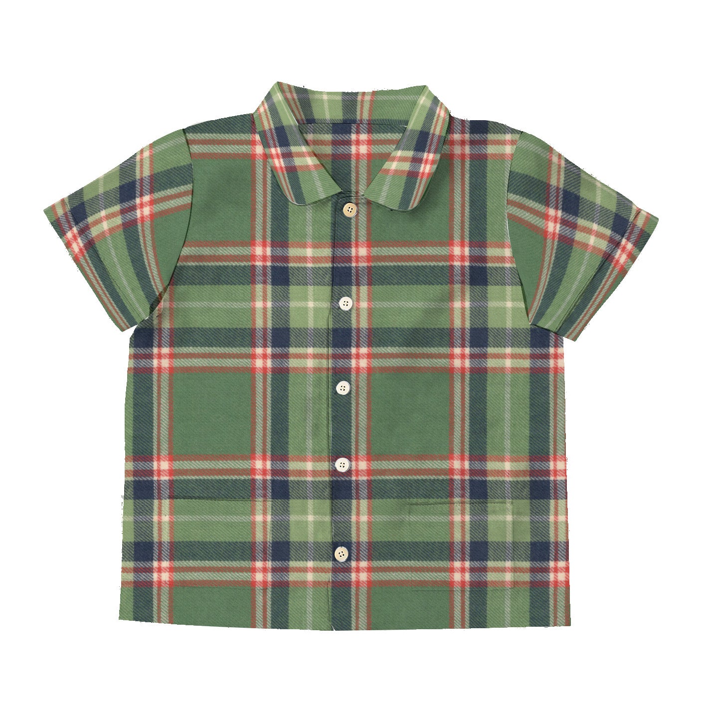 Green plaid shirt on a white background