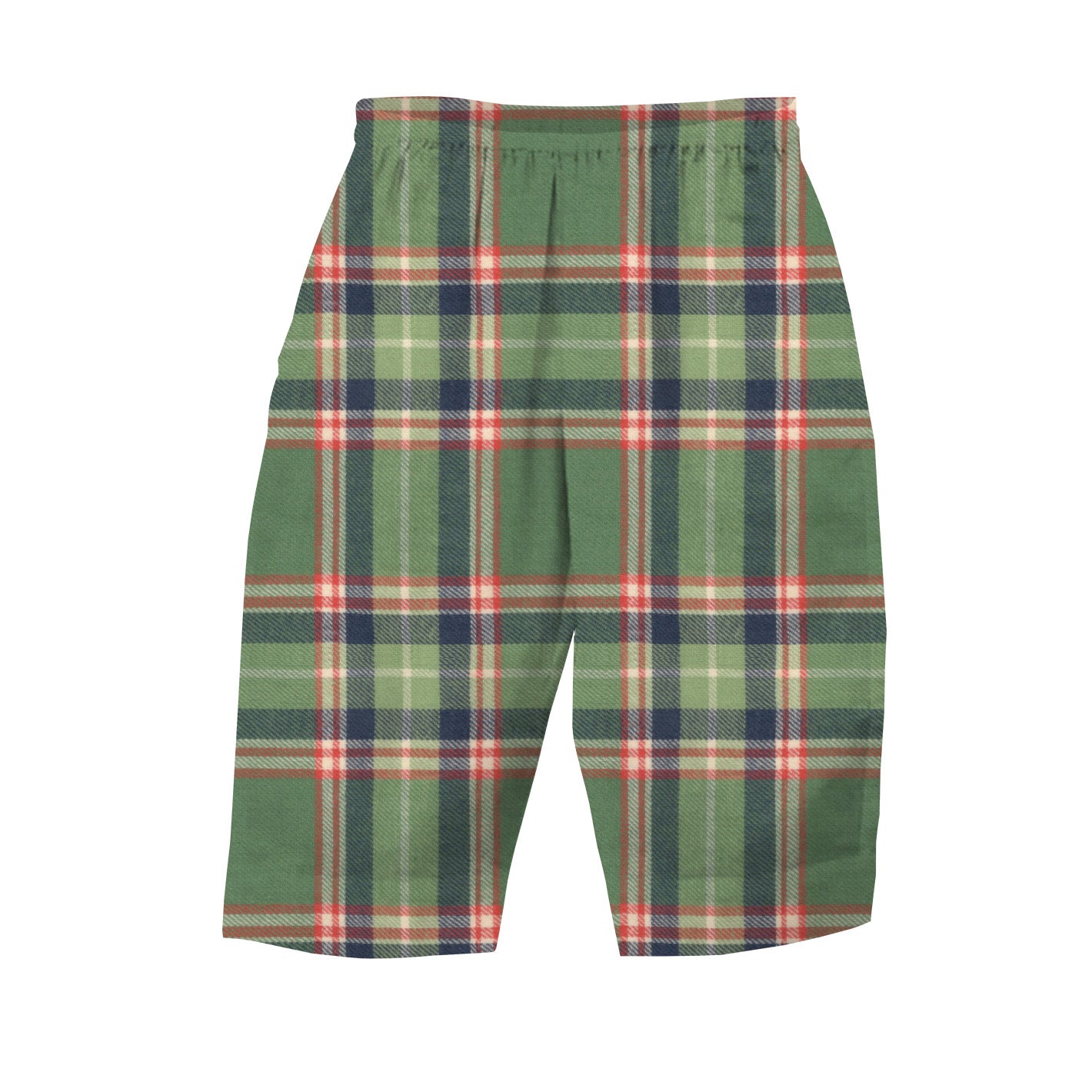 Green plaid shorts on a white background