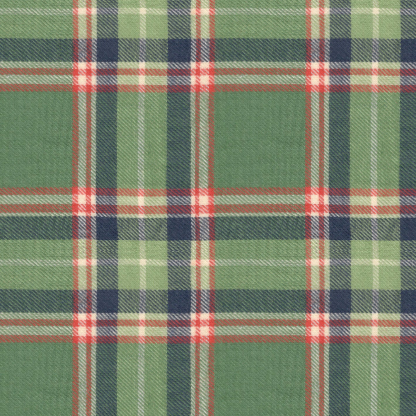 Plaid fabric pattern with green, red, and blue colors.
