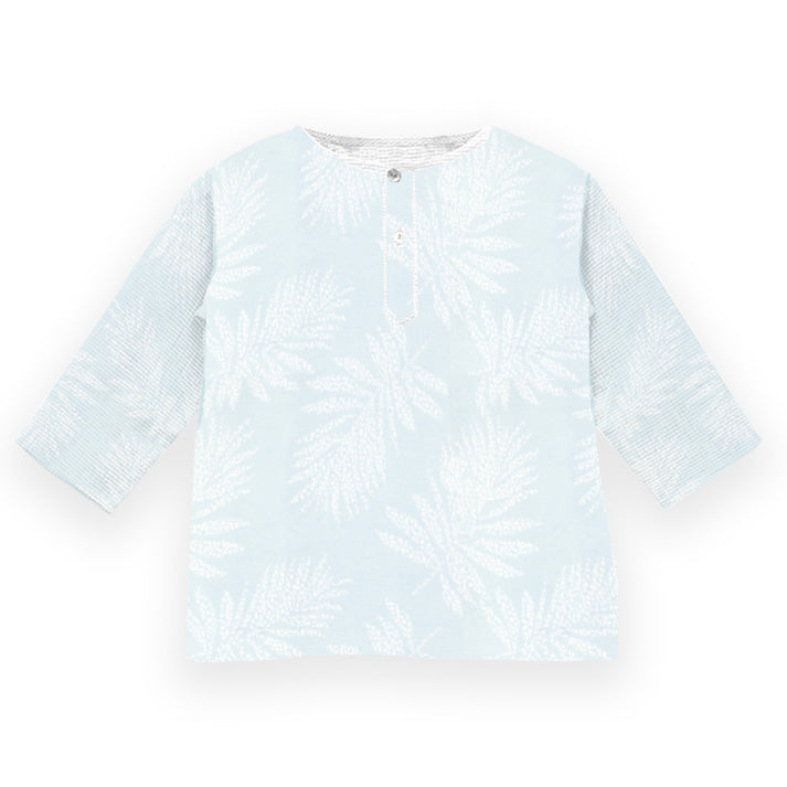Light blue textured shirt on a white background