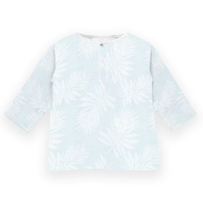 Light blue textured shirt on a white background