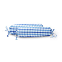 ‘Shaded Blue Checks’ Organic Baby Bolster Cover