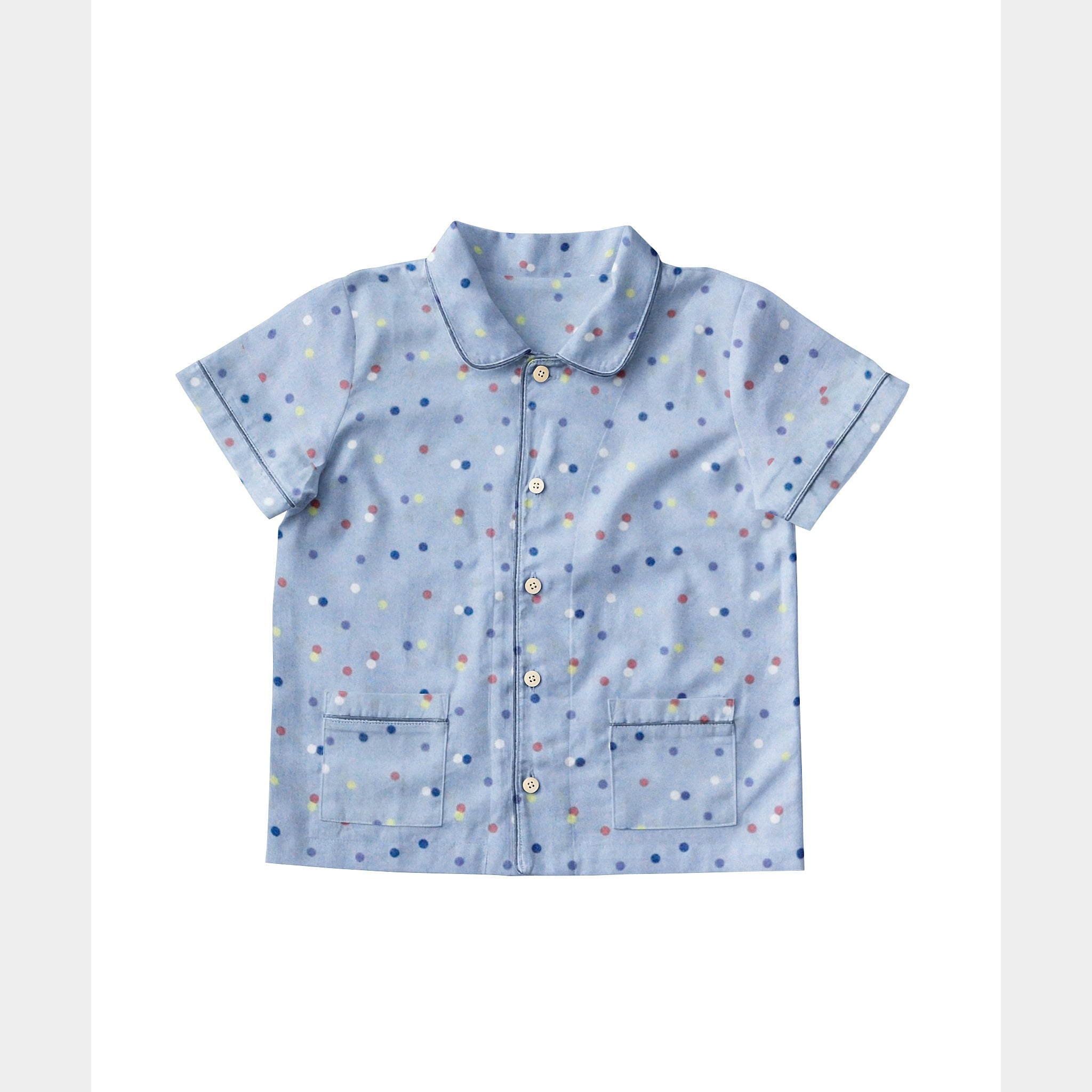 'Blue Dots' Organic Collared Pajama Set
