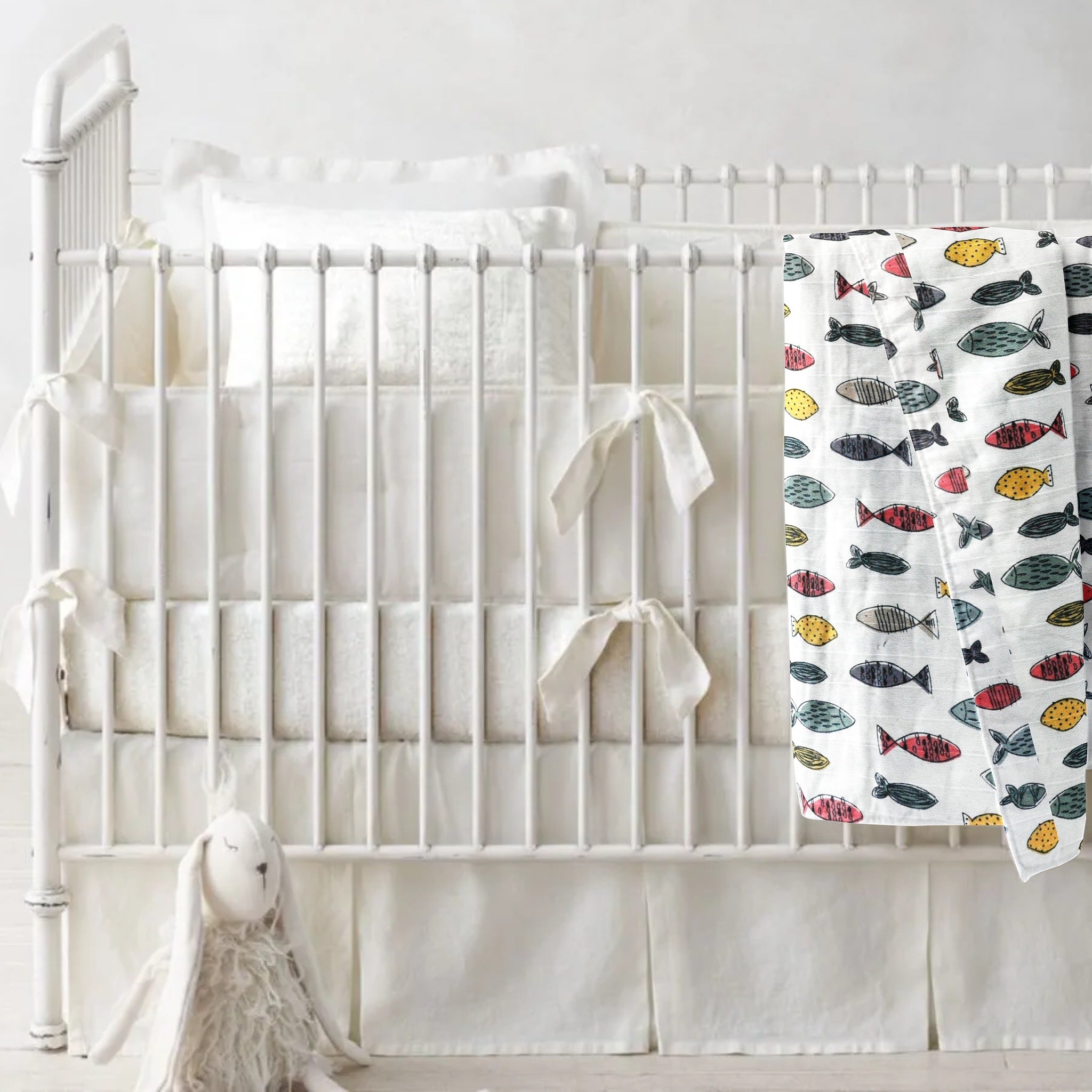 'Coloured Fish' Organic Baby Blanket