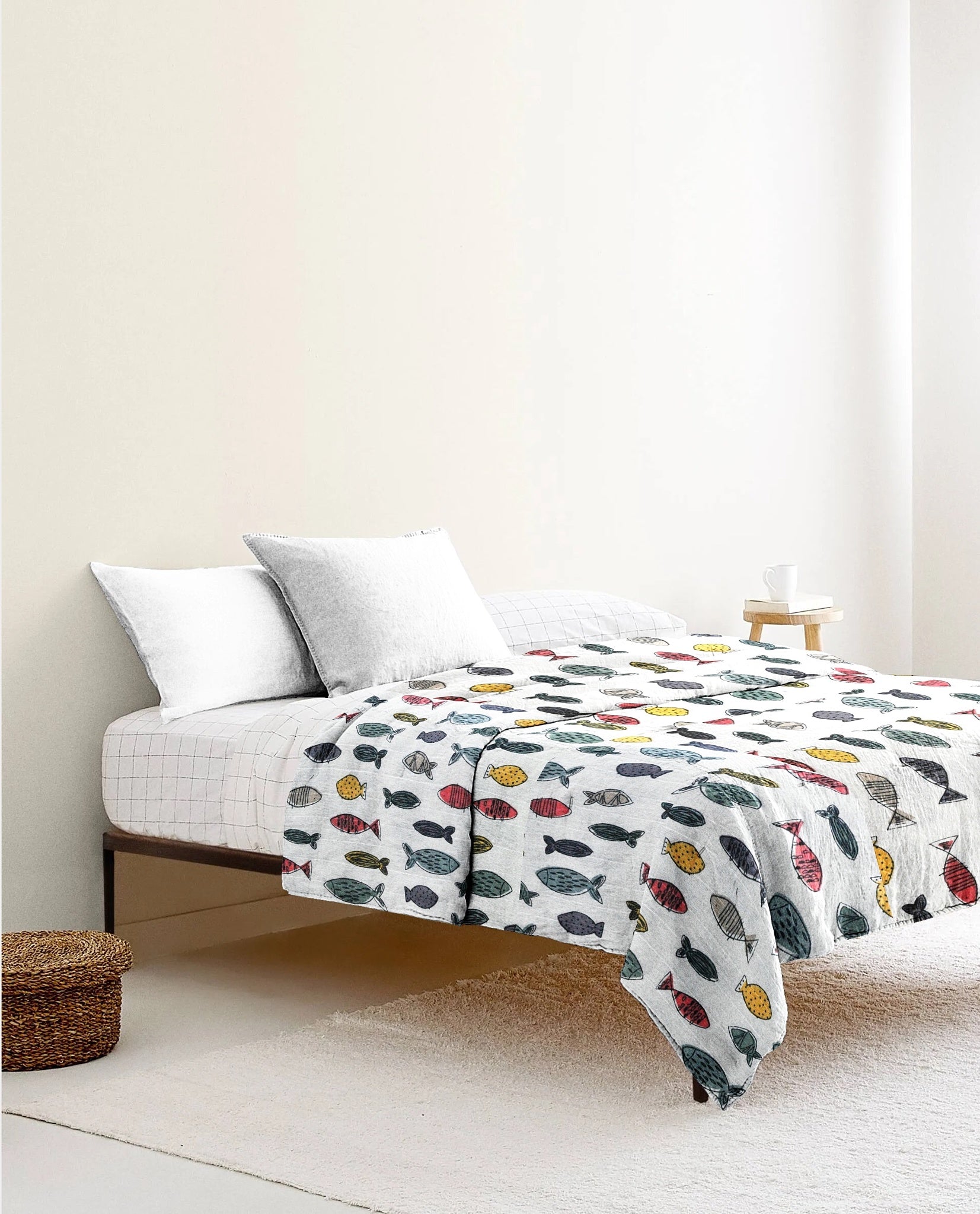 ‘Coloured Fish’ Organic Junior Blanket