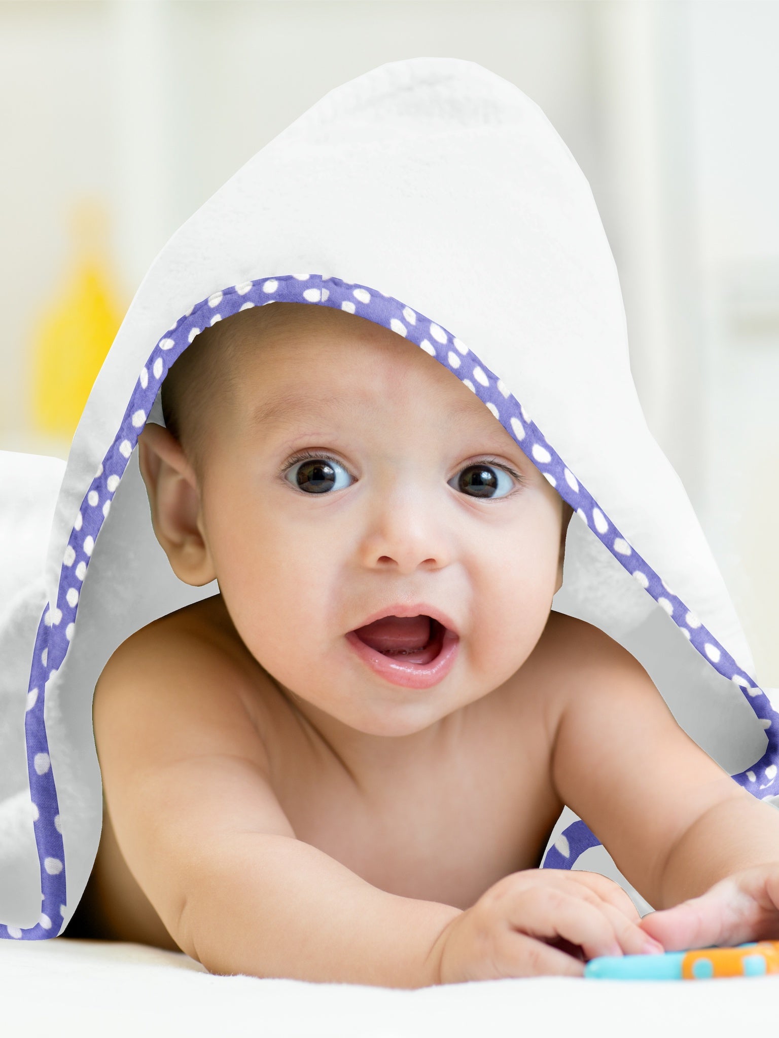 ‘Purple and White Spots’ Organic Hooded Towel Set