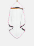 ‘White and Hot Pink Flowers’ Organic Hooded Towel Set