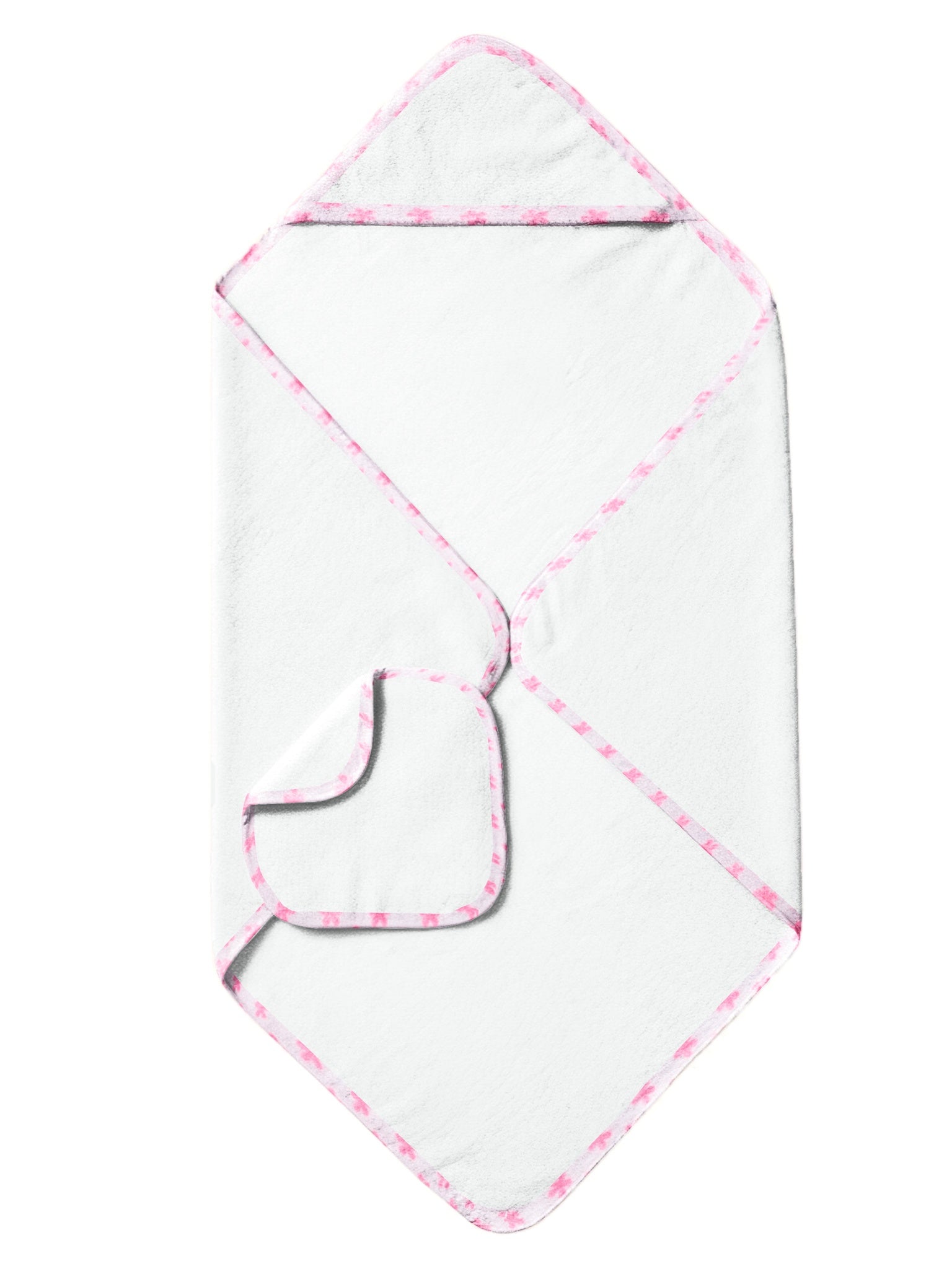 ‘White and Hot Pink Flowers’ Organic Hooded Towel Set