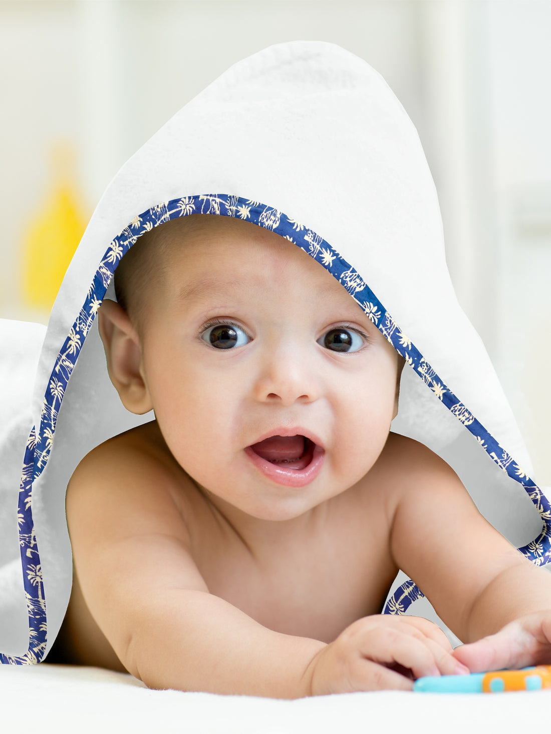 ‘Floral Blue’ Organic Hooded Towel Set