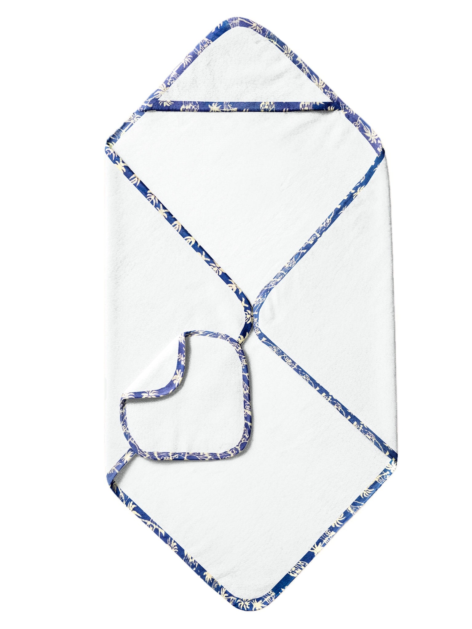 ‘Floral Blue’ Organic Hooded Towel Set