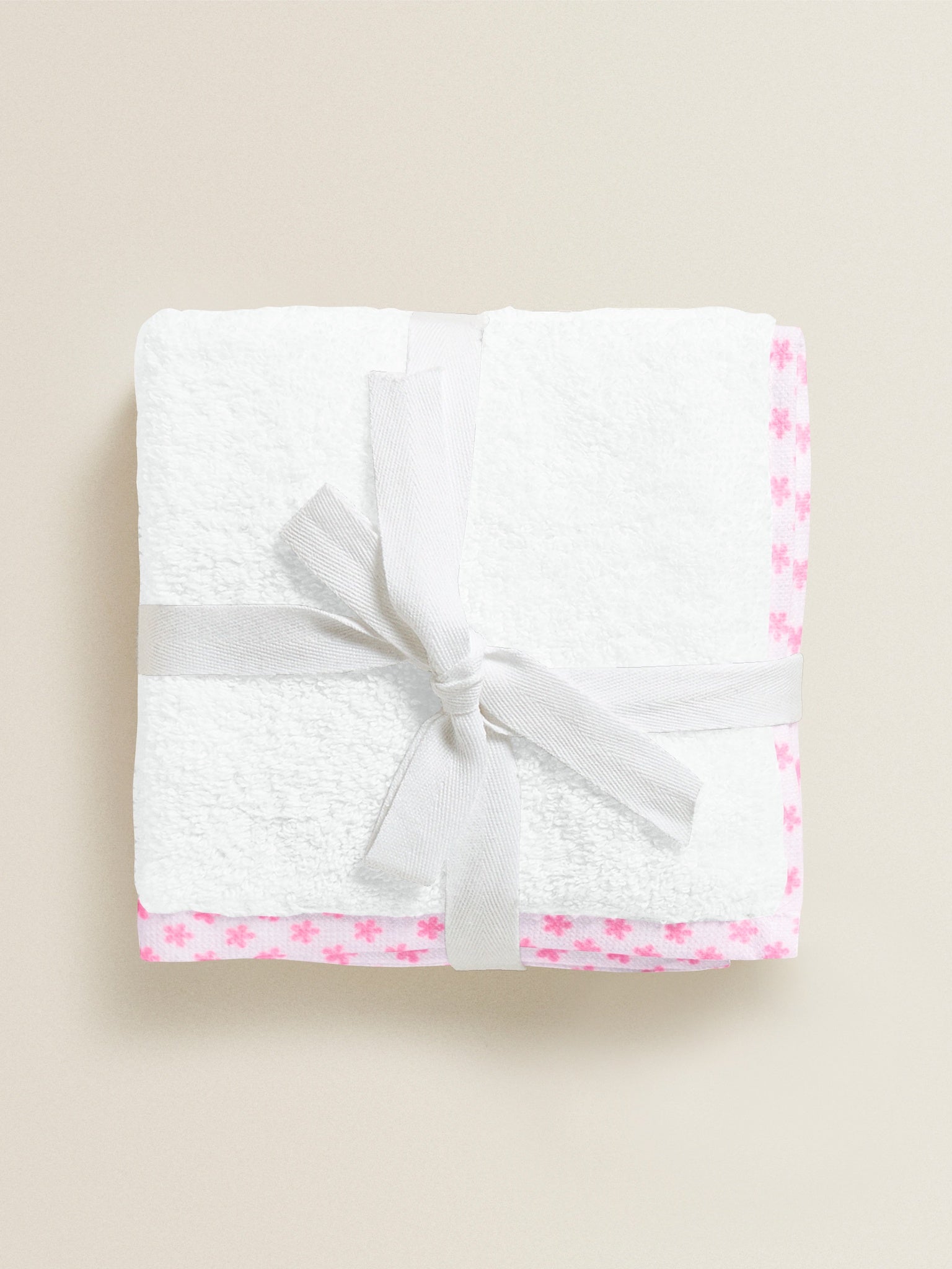 ‘White and Hot Pink’ Organic Junior Towel Set