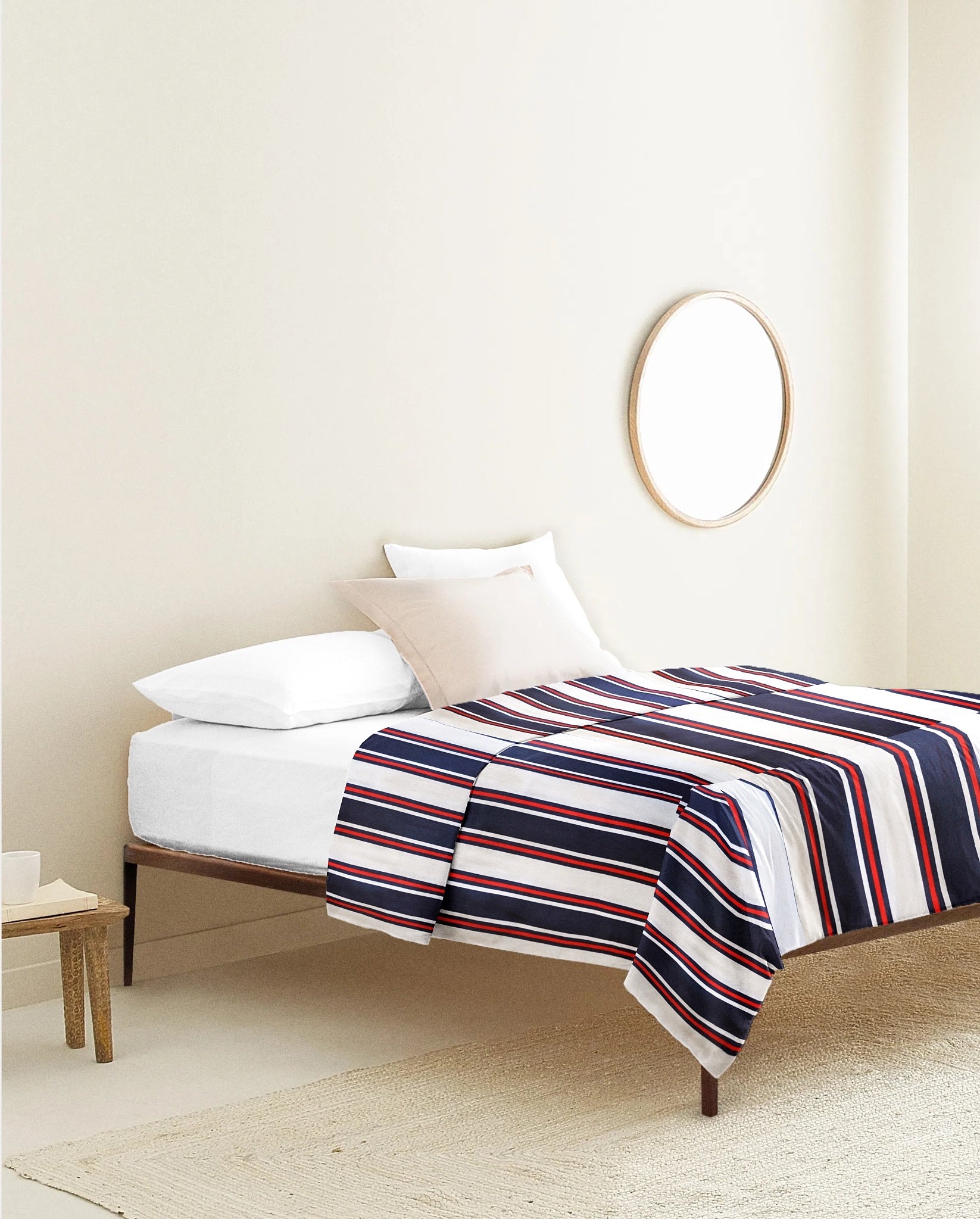 'Blue and Red Stripes' Organic Junior Bedcover