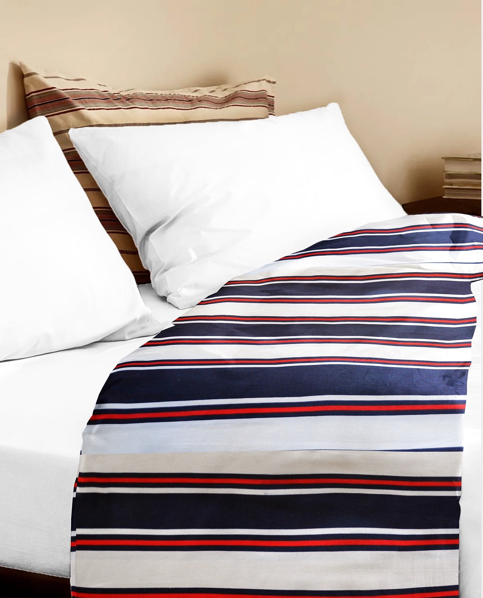 'Blue and Red Stripes' Organic Junior Bedcover