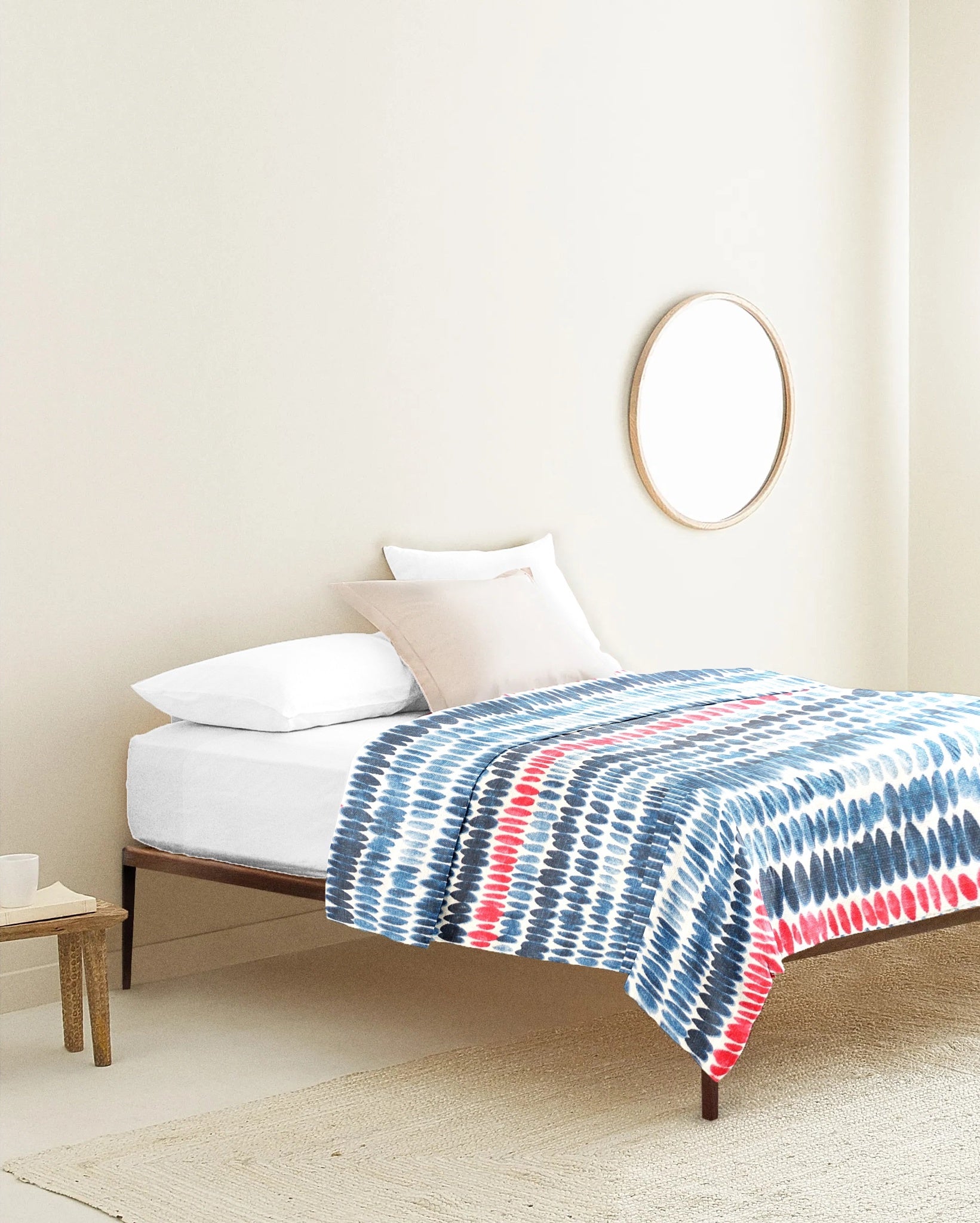 'Red and Blue Brushstrokes' Organic Junior Bedcover