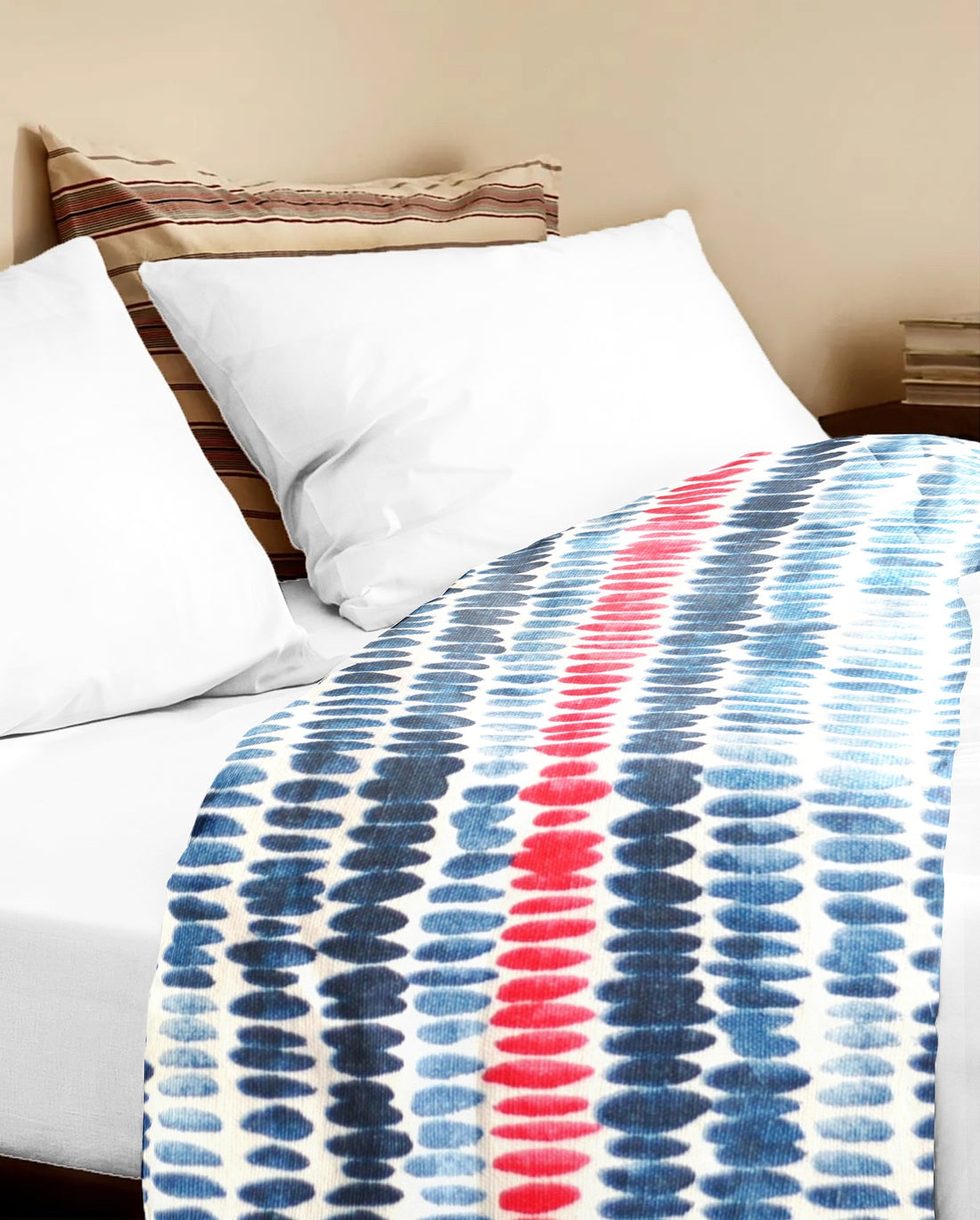 'Red and Blue Brushstrokes' Organic Junior Bedcover