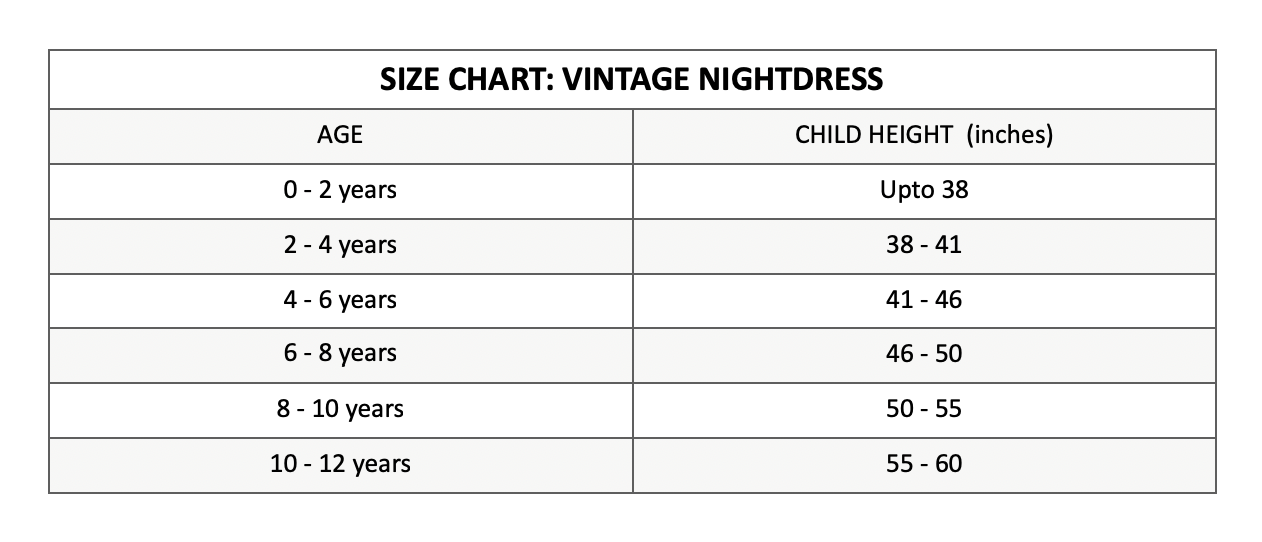 Size chart