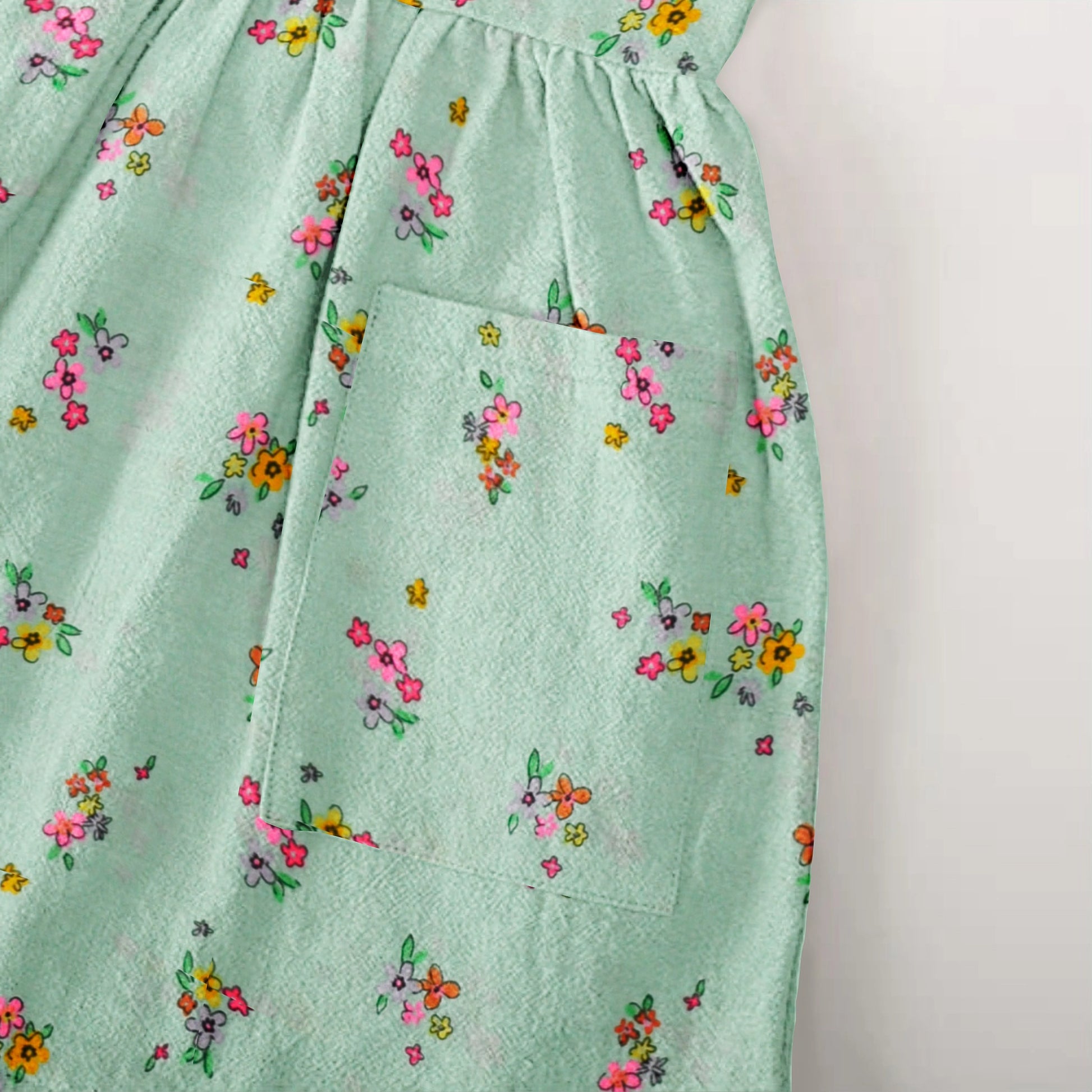 'Floral Green' Organic Sleeveless Nightdress