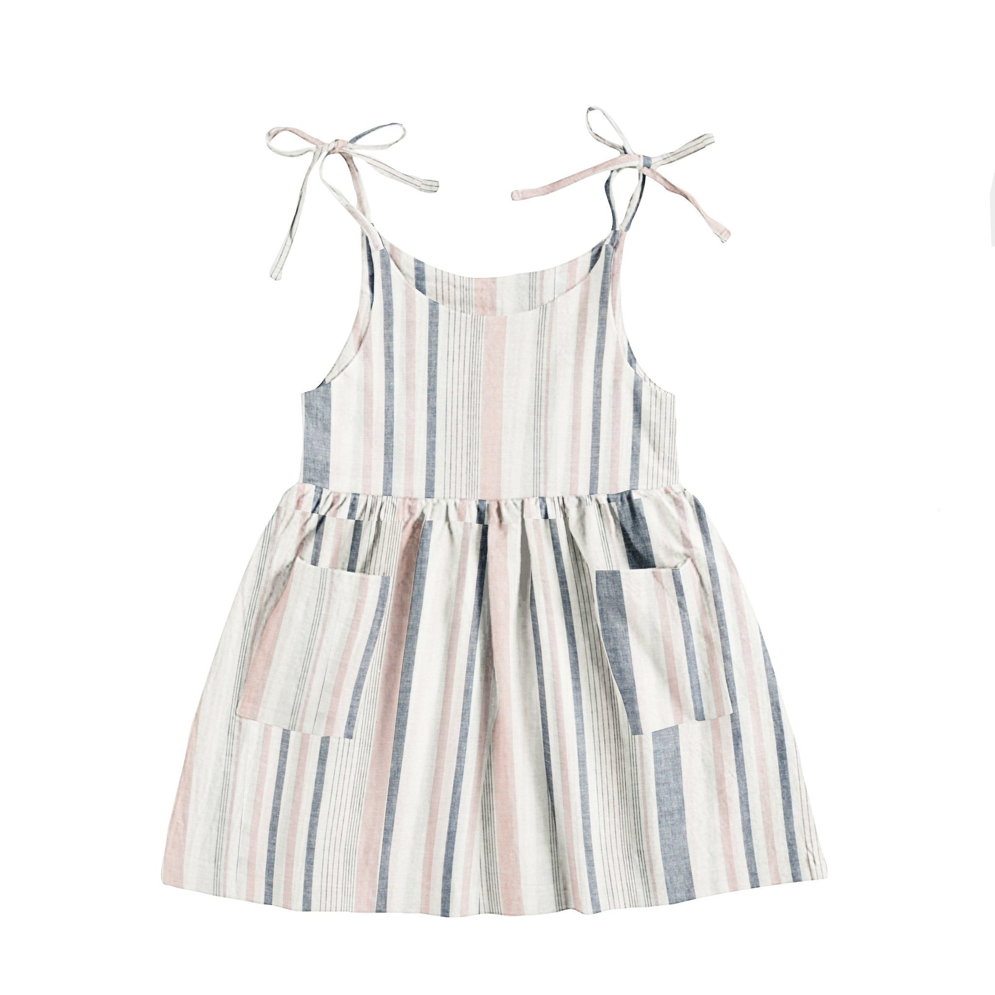 'Pink and Blue Stripes' Organic Sleeveless Nightdress